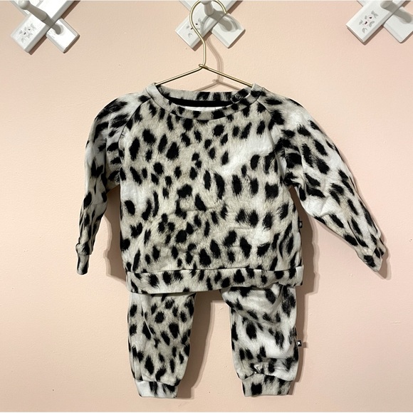 Molo Other - MOLO Sweatshirt & Sweatpants Sweat suit Snow Leopard Size 12 months 80cm
